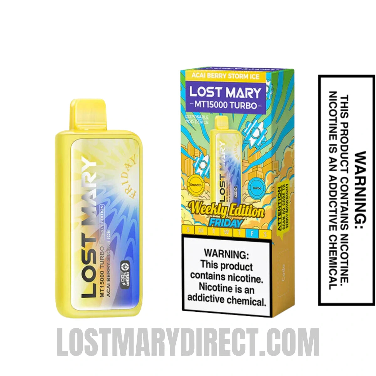 Acai Berry Strom Ice Lost Mary MT15000 TURBO (Friday) Vape With Package Box