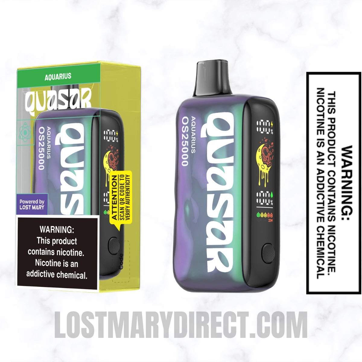 Aquarius Lost Mary Quasar OS25000 Diposable Vape with package box