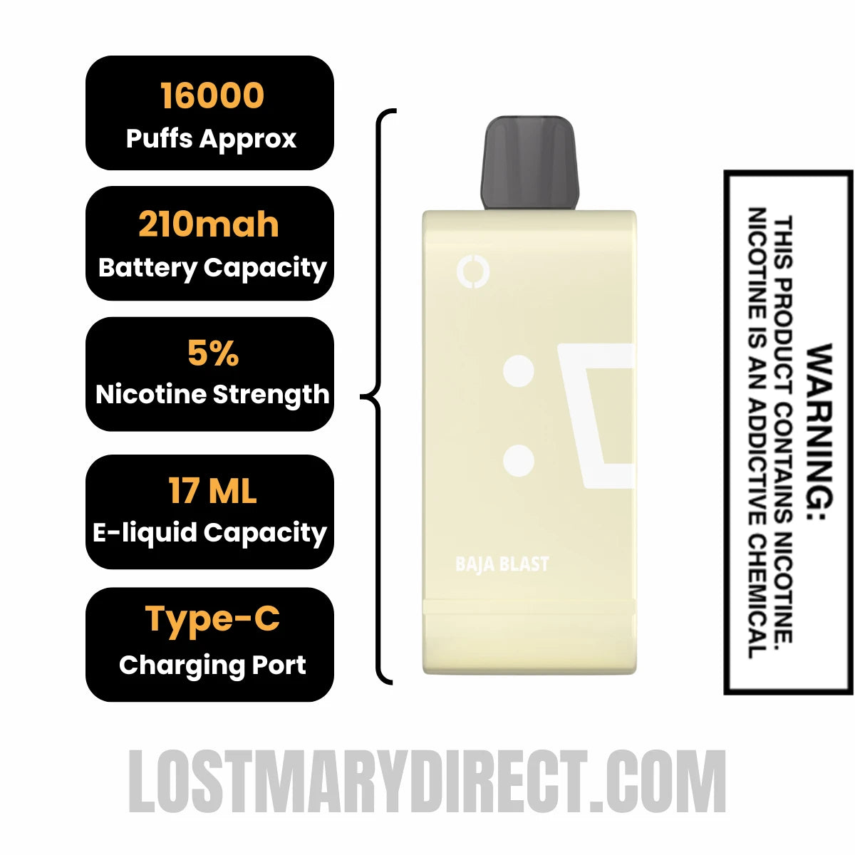 Baja Blast Off Stamp SW16000 Disposable Pod Specifications
