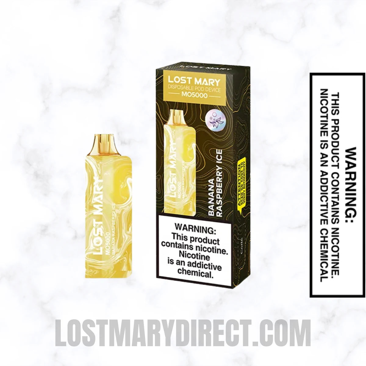 Banana Raspberry Ice Lost Mary MO5000 Disposable Vape With Package Box