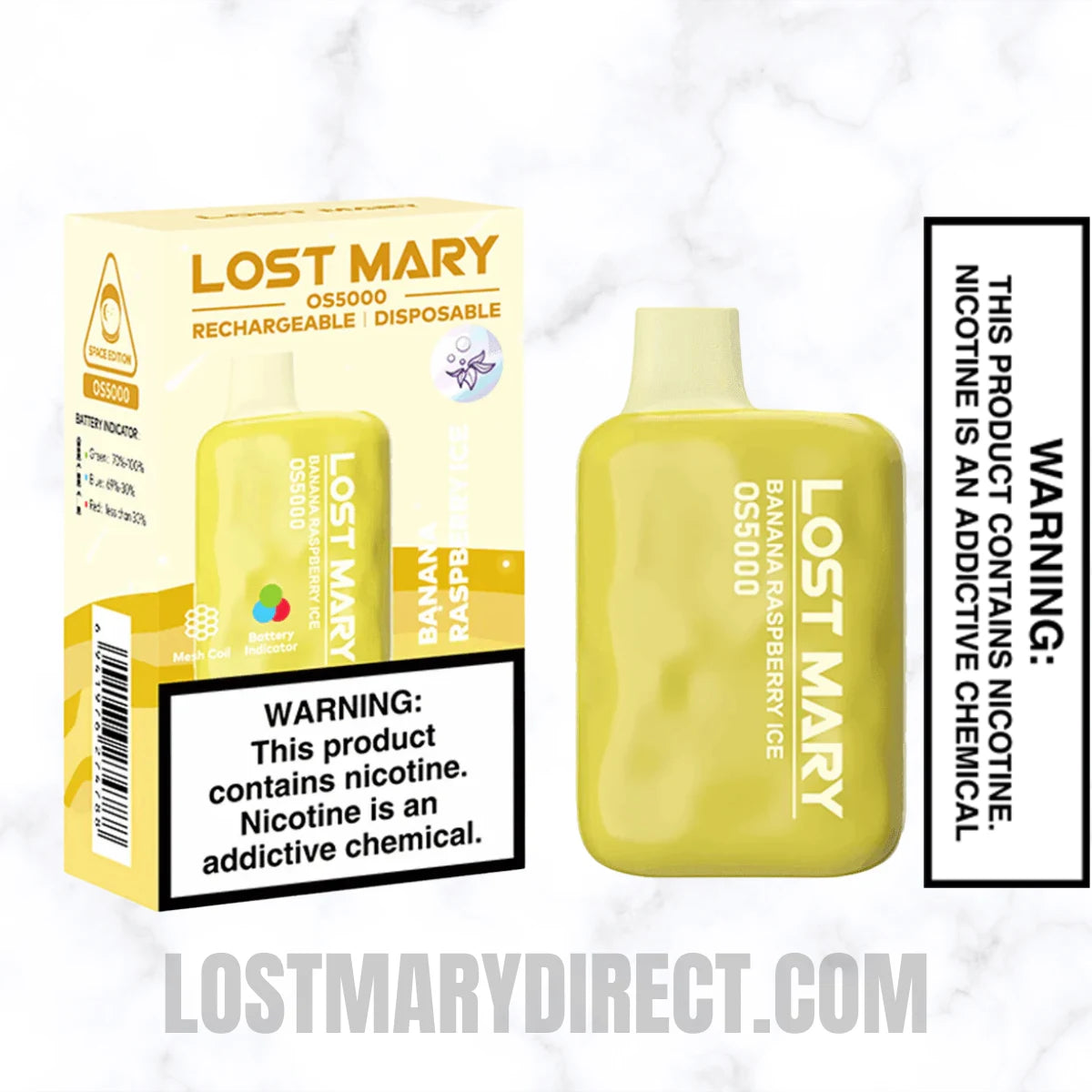 Banana Raspberry Ice Lost Mary OS5000 Disposable Vape With Package Box