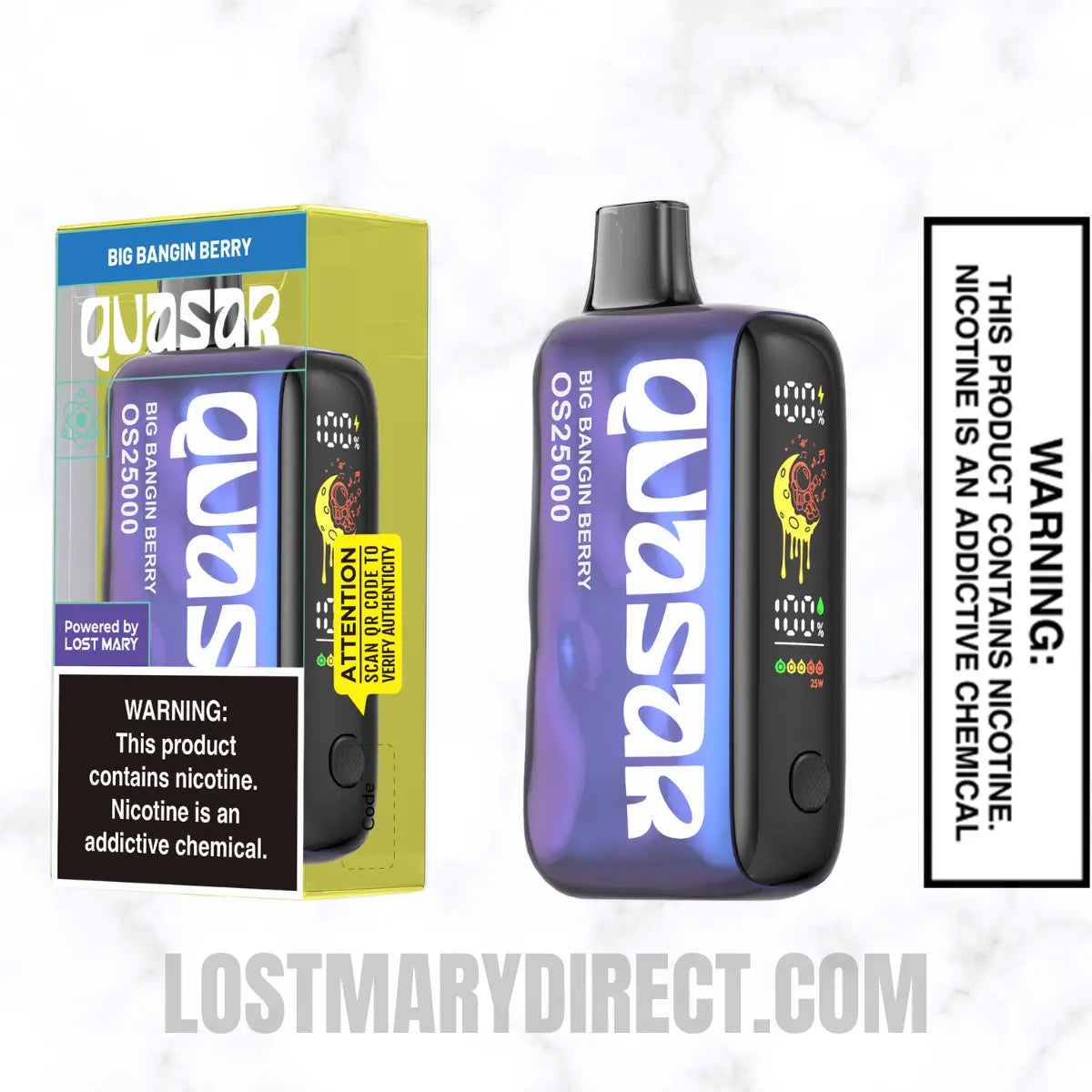 Big Bangin Berry Lost Mary Quasar OS25000 Diposable Vape with package box