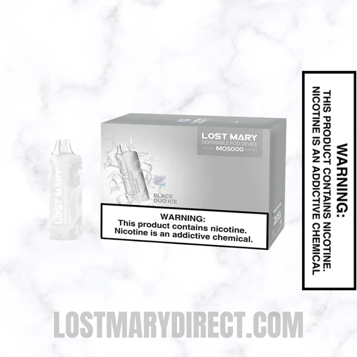 Black Duo Ice Lost Mary MO5000 Disposable Vape With Package Box