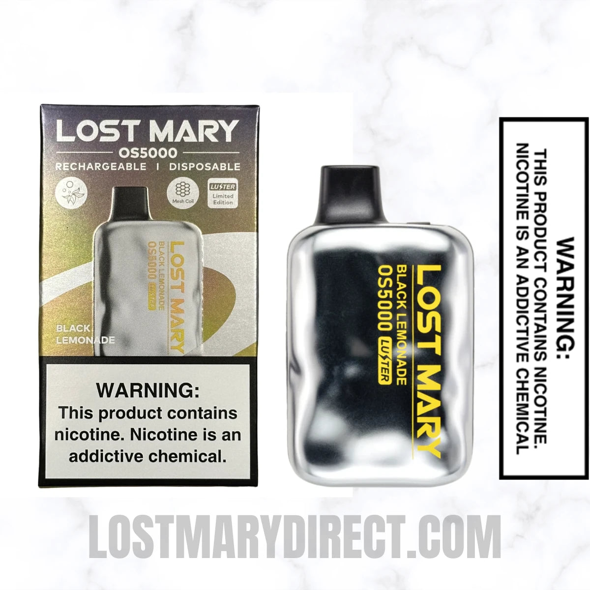 Black Lemonade Lost Mary OS5000 Disposable Vape With Package Box