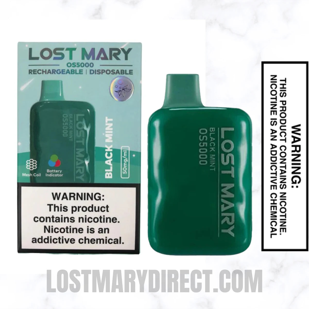 Black Mint Lost Mary OS5000 Disposable Vape With Package Box