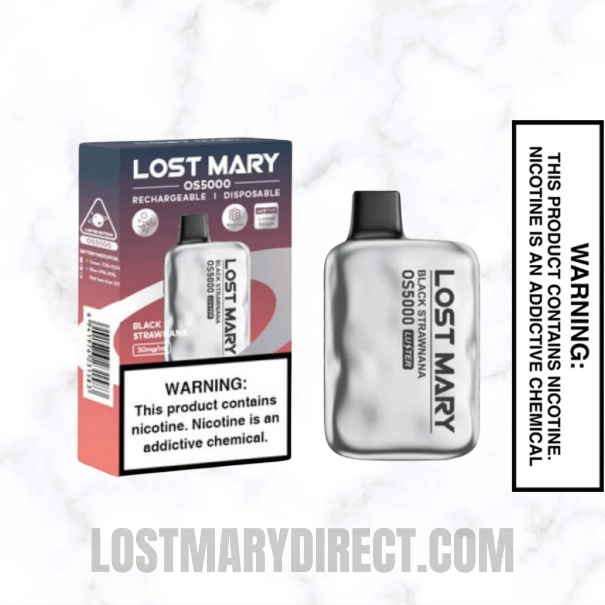 Black Strawnana Lost Mary OS5000 Luster Edition Vape Diposable Vape With Package Box