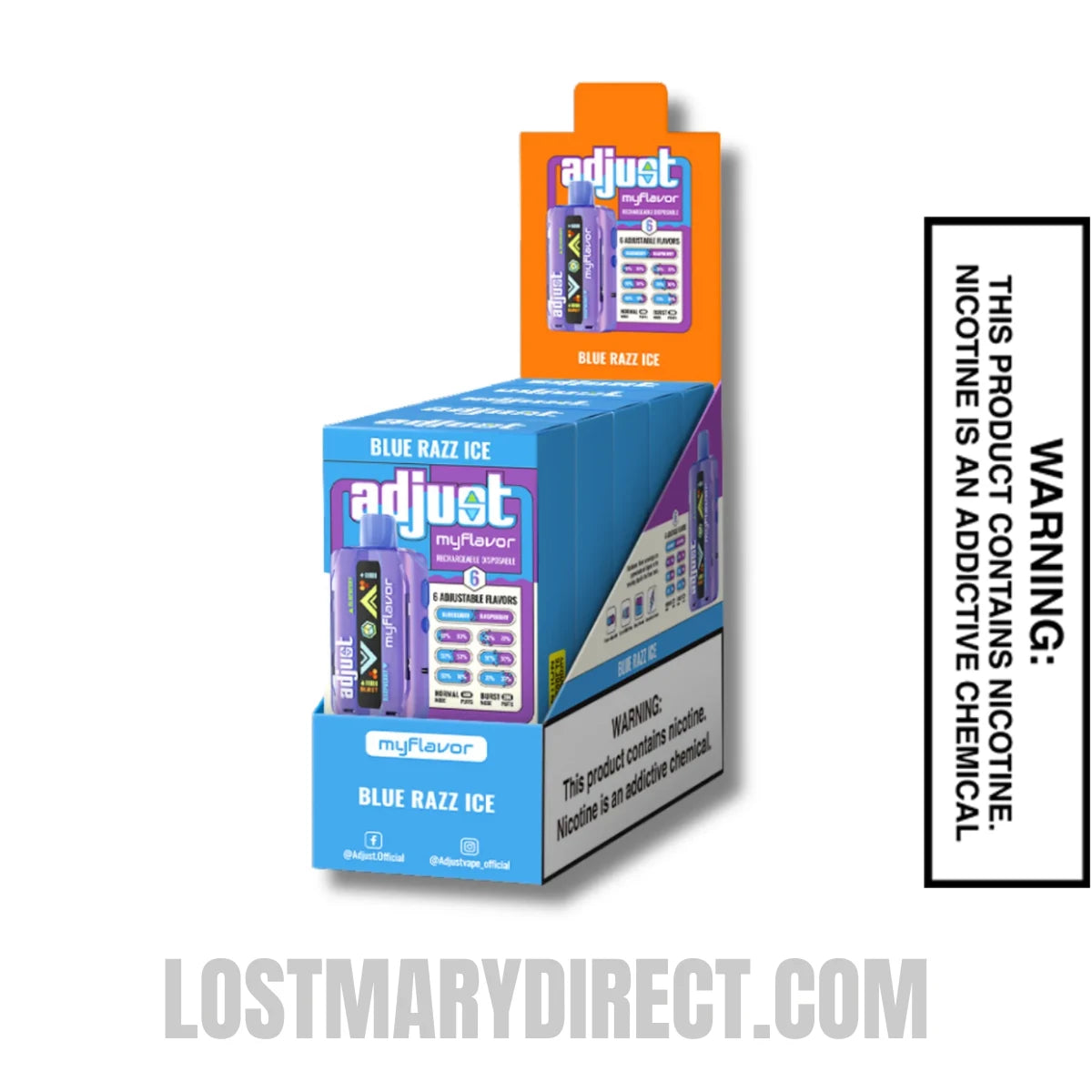 Blue Razz Ice Adjust MyFlavor 40K Disposable Vape with Bundle box