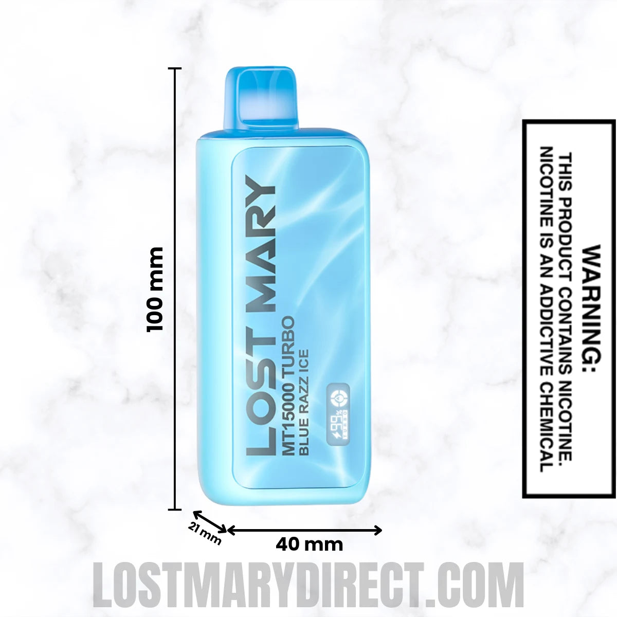 Blue Razz Ice Lost Mary MT15000 TURBO Vape Dimension