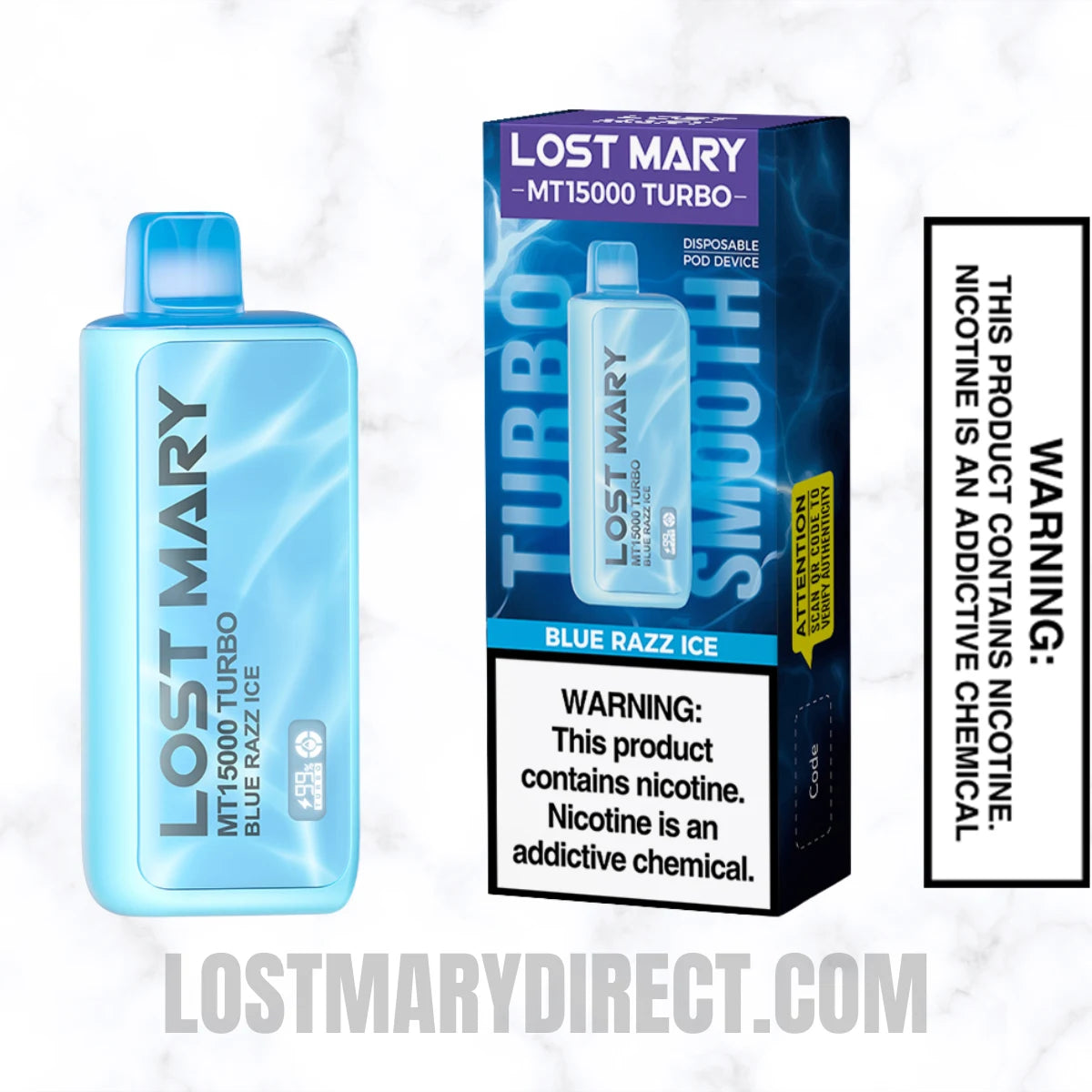 Blue Razz Ice Lost Mary MT15000 TURBO Vape With Package Box