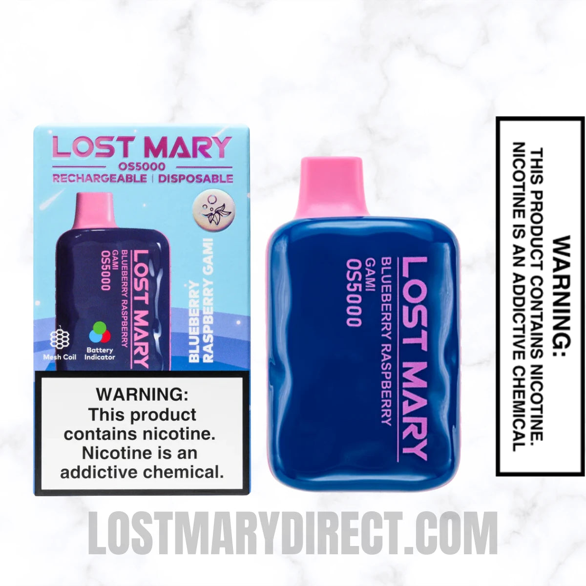 Blueberry Raspberry Gami Lost Mary OS5000 Disposable Vape With Package Box
