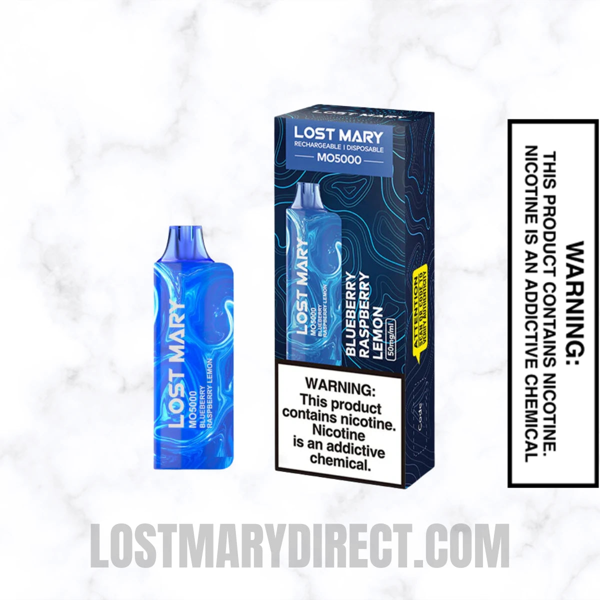Blueberry Raspberry Lemon Lost Mary MO5000 Disposable Vape With Package Box