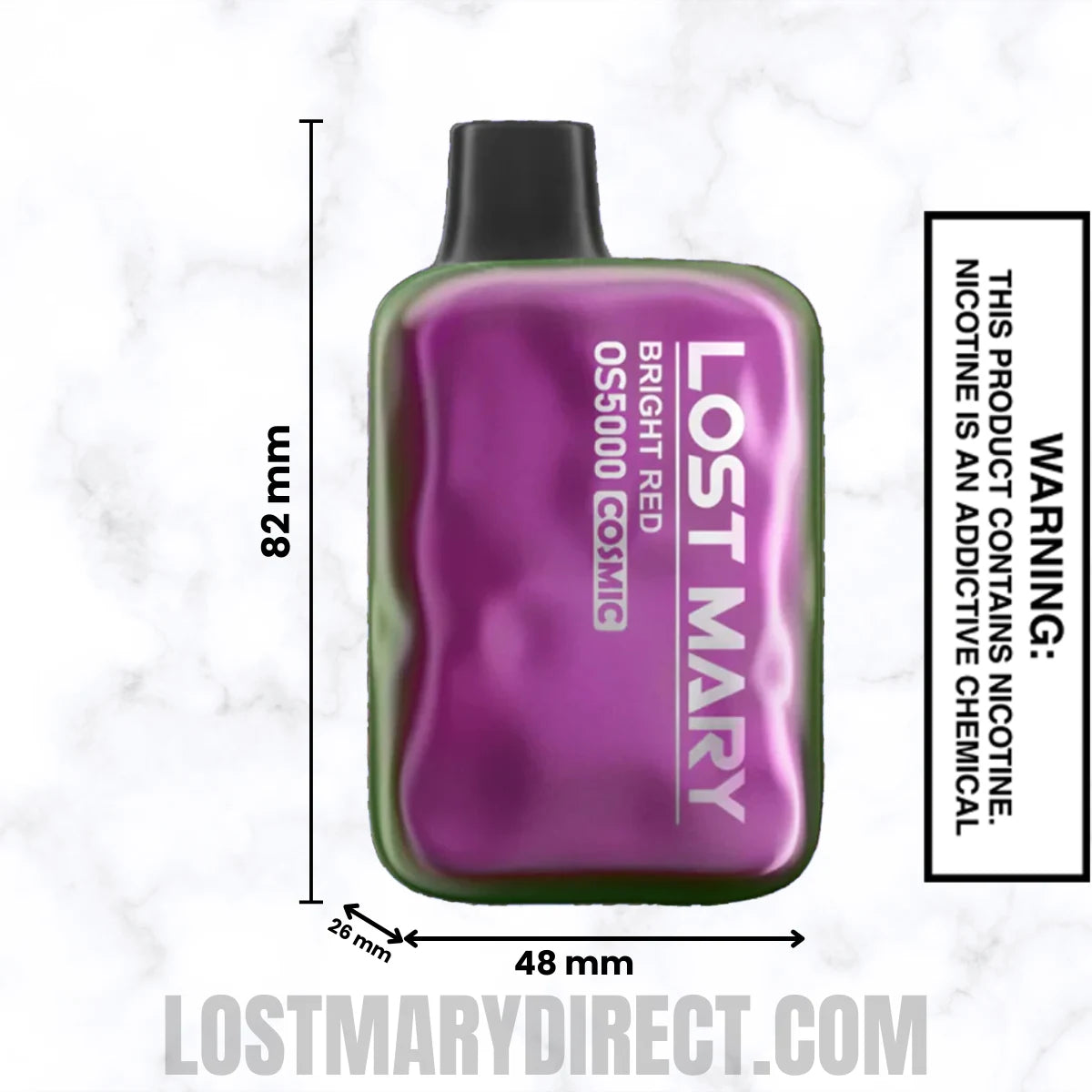 Bright Red Lost Mary OS5000 Cosmic Edition Vape Dimensions