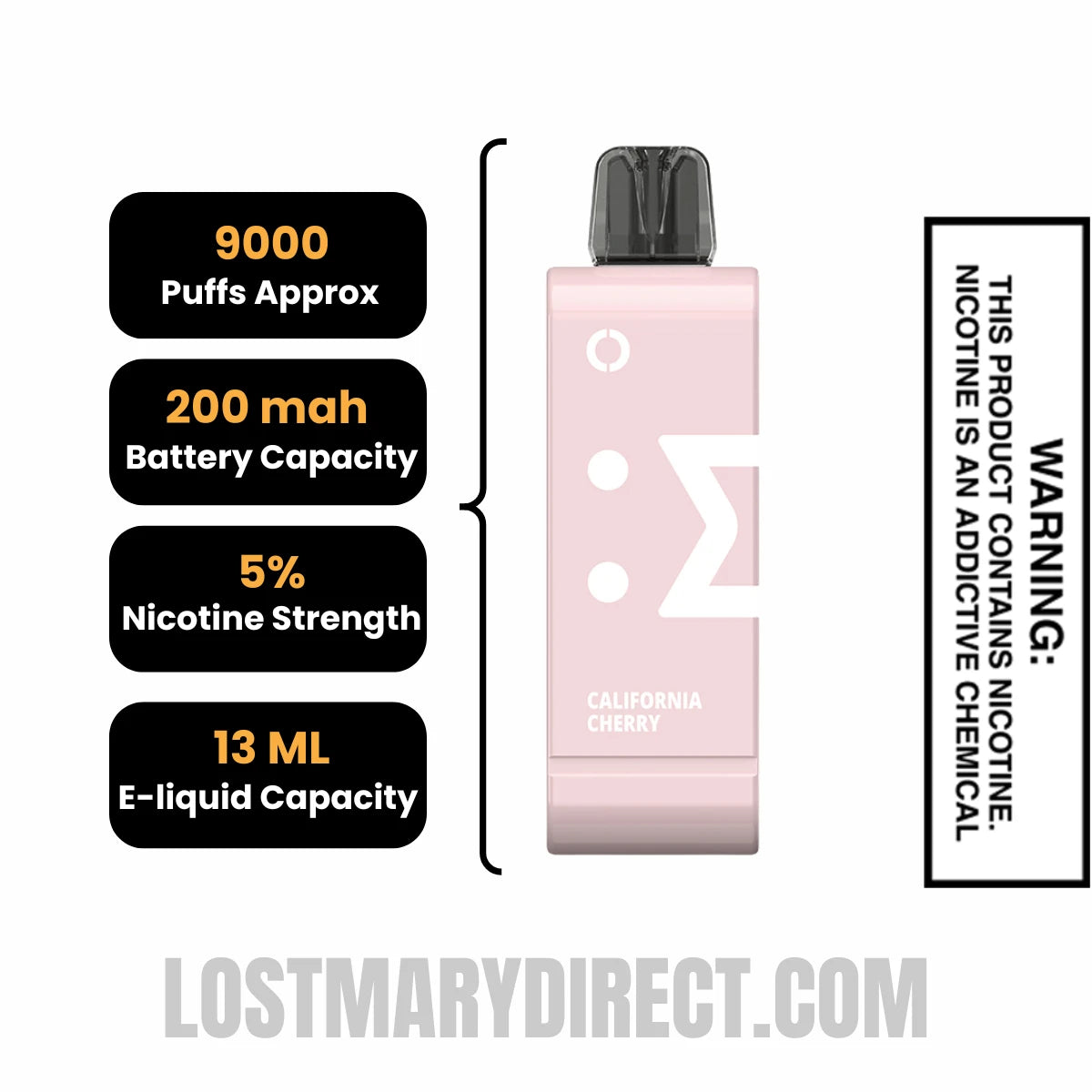 California Cherry Off Stamp SW9000 Disposable Pod Specifications