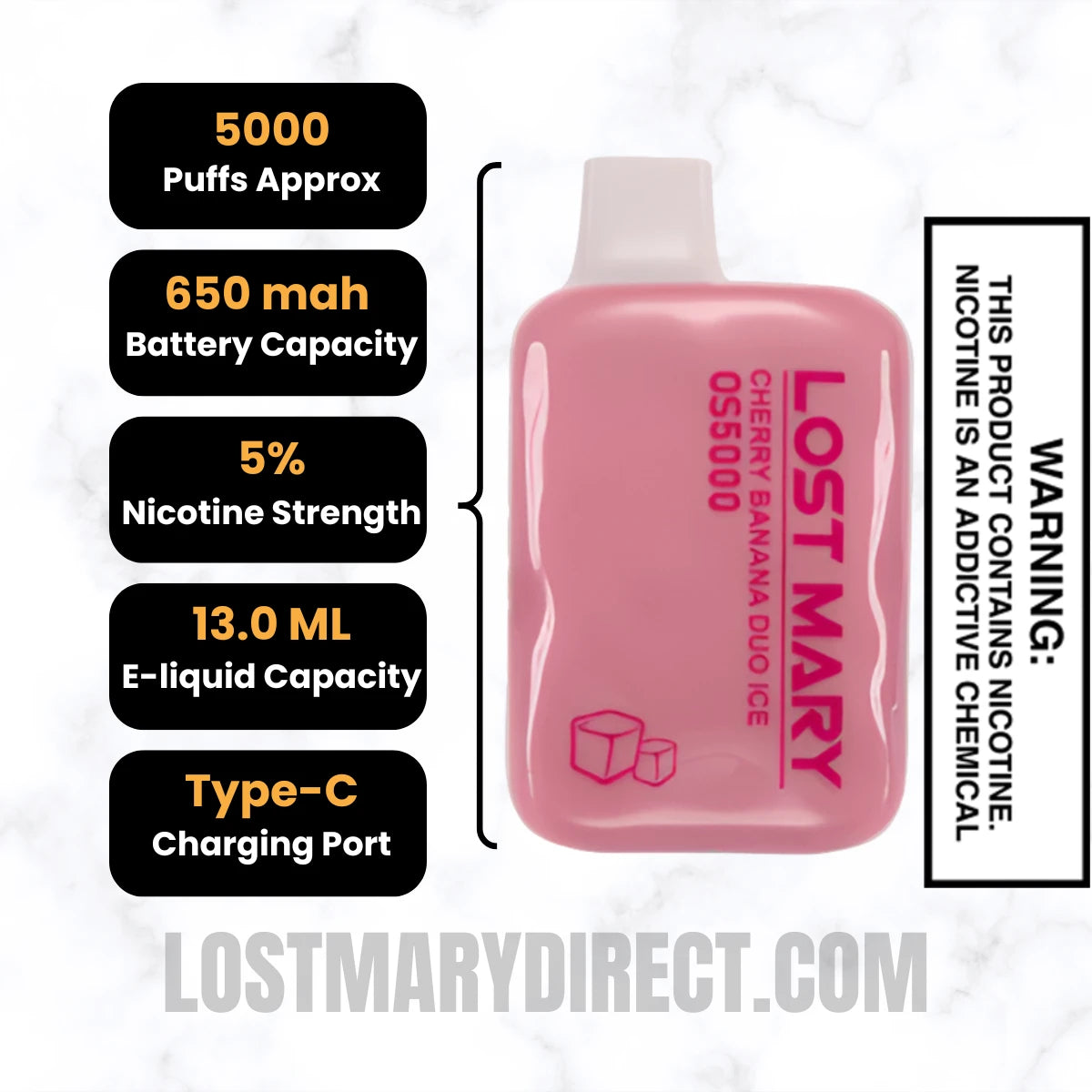 Strawberry Ice Lost Mary MO20000 PRO Diposable Vape Specifications