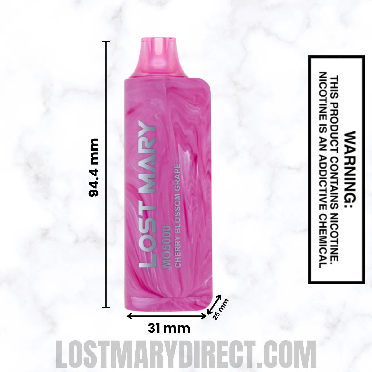 Cherry Blossom Grape Lost Mary MO5000 Disposable Vape Dimension