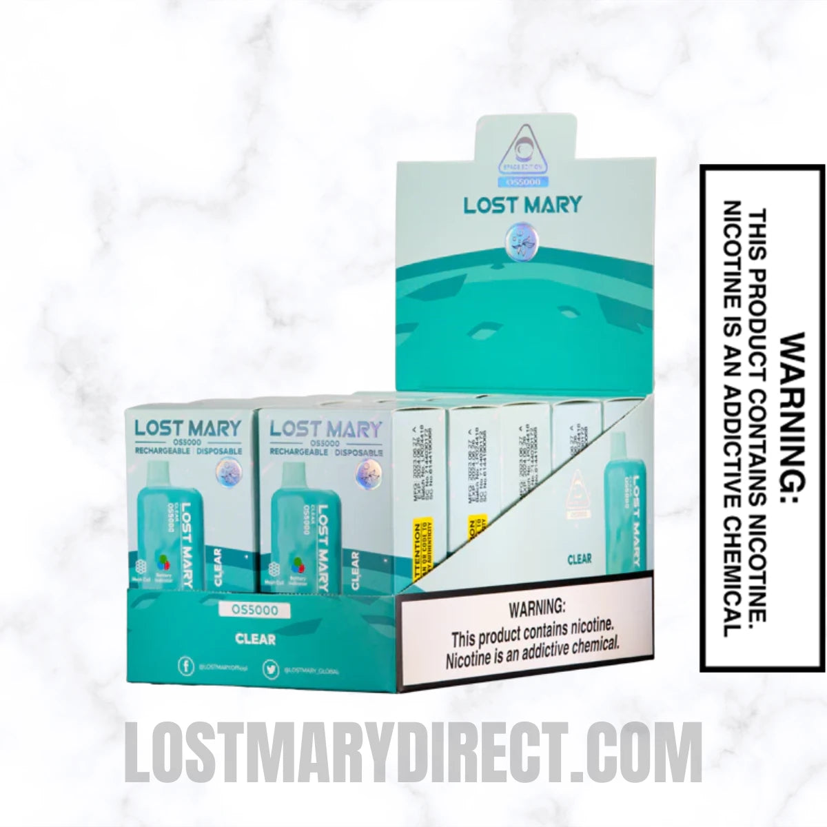 Clear Lost Mary OS5000 Disposable Vape With Package Box