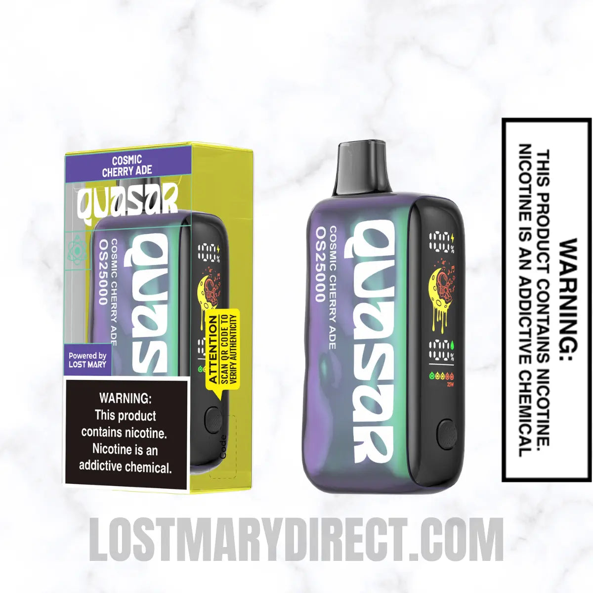 Cosmic Cherry Ade  Lost Mary Quasar OS25000 Diposable Vape with package box