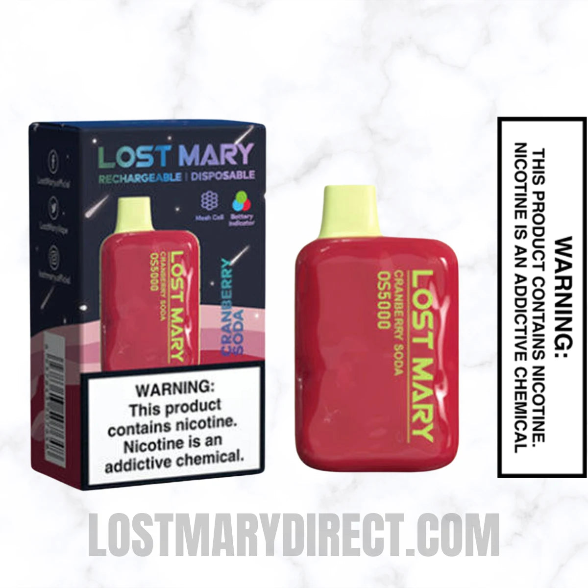 Cranberry Soda Lost Mary OS5000 Disposable Vape With Package Box