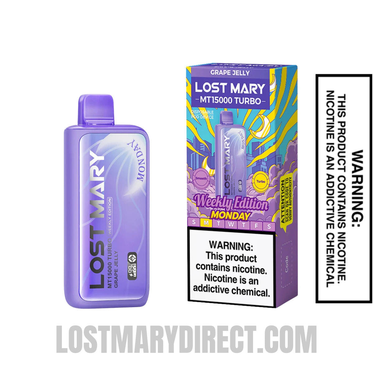 Grape Jelly Lost Mary MT15000 TURBO (Monday) Vape With Package Box