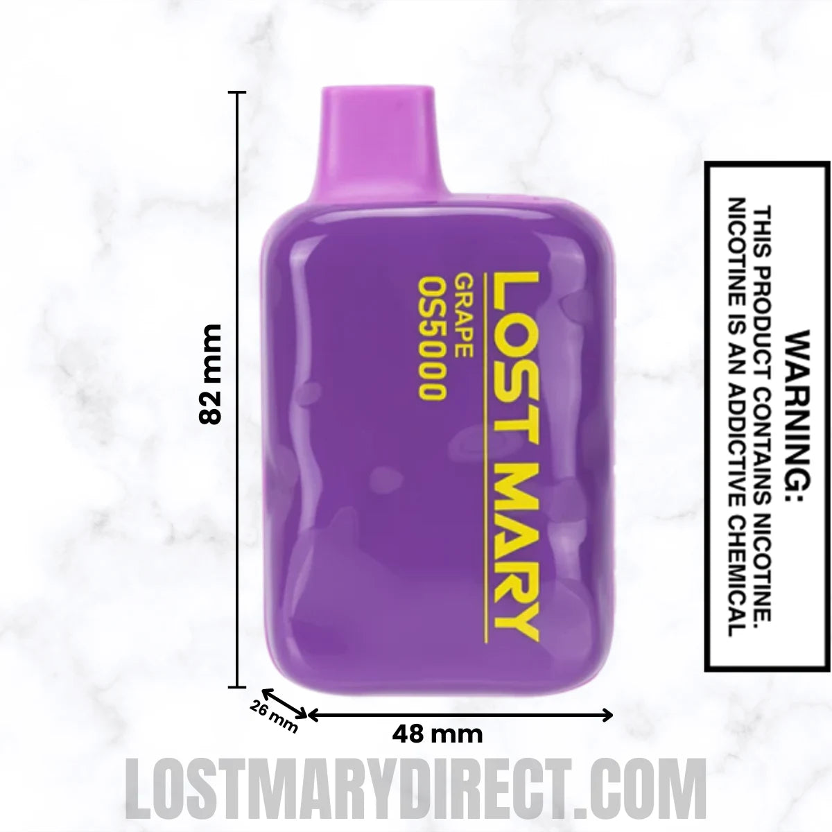 Grape Lost Mary OS5000 Disposable Vape Dimensions