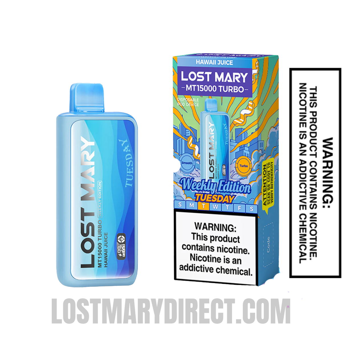 Hawaii Juice Lost Mary MT15000 TURBO (Tuesday) Vape With Package Box