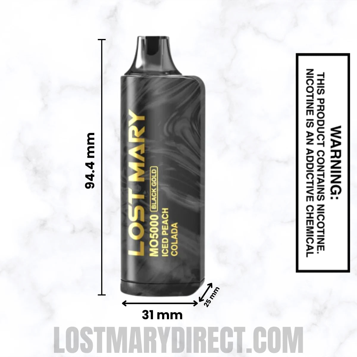 Iced Peach Colada Lost Mary MO5000 Disposable Vape Dimension