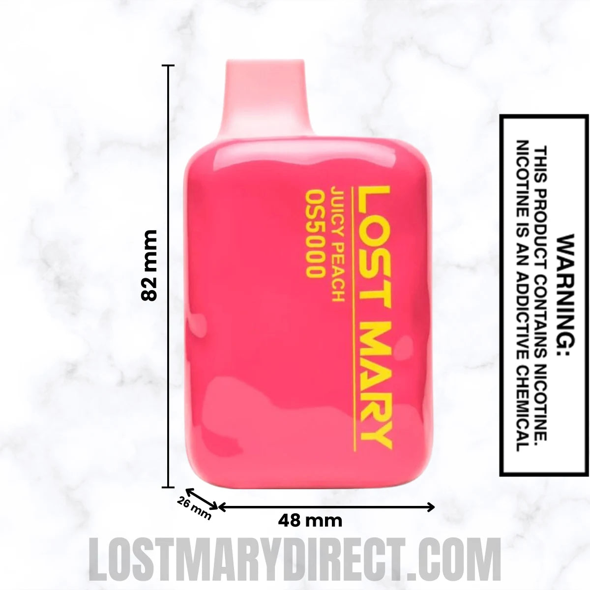 Juicy Peach Lost Mary OS5000 Disposable Vape Dimensions
