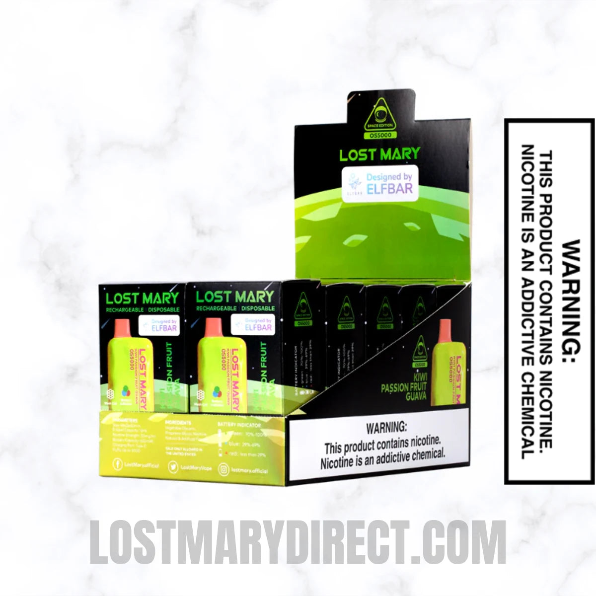 Kiwi Passion Fruit Guava Lost Mary OS5000 Disposable Vape With Package Box