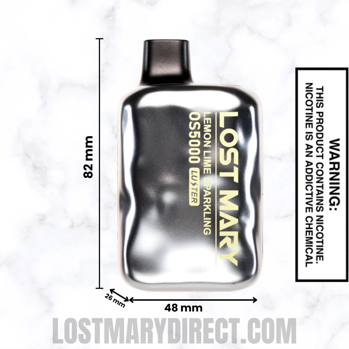 Lemon Lime Sparkling Lost Mary OS5000 Luster Edition Vape Dimensions