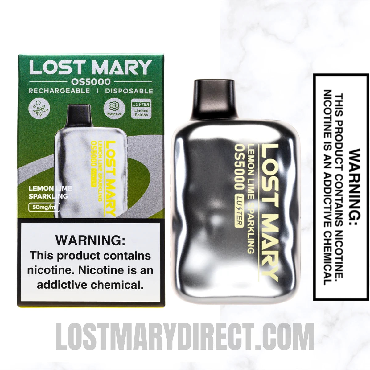 Lemon Lime Sparkling Lost Mary OS5000 Disposable Vape With Package Box