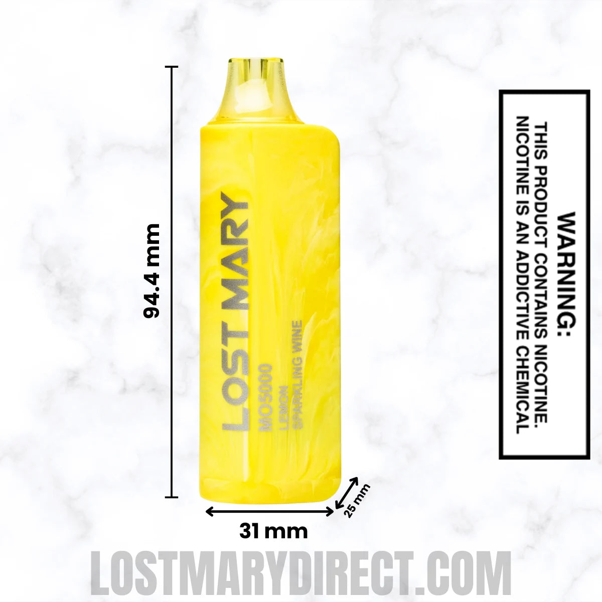 Lemon Sparkling Wine Lost Mary MO5000 Disposable Vape Dimension