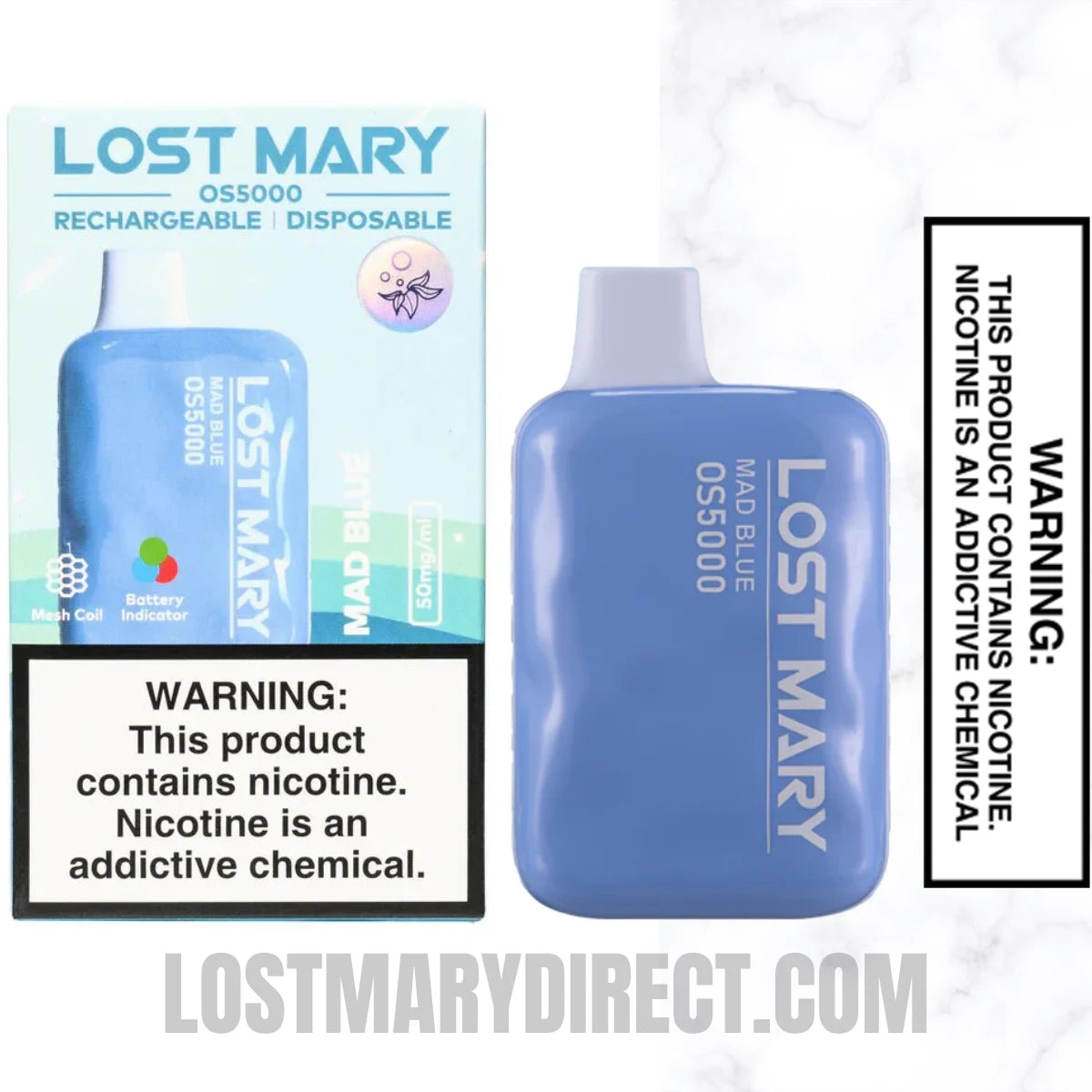 Mad Blue Lost Mary OS5000 Disposable Vape With Package Box