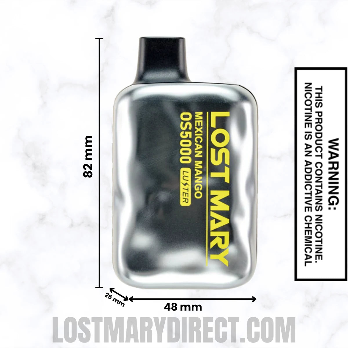Mexican Mango Lost Mary OS5000 Luster Edition Vape Dimensions