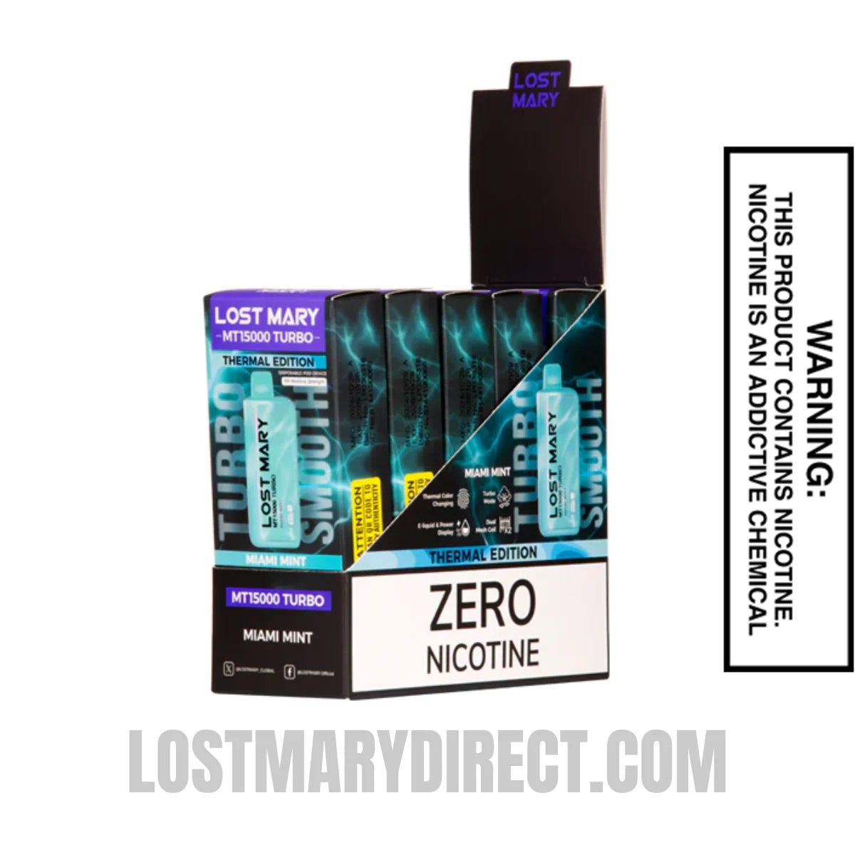 Miami Mint Lost Mary MT15000 Turbo Vape - 0% Nic with bundle box
