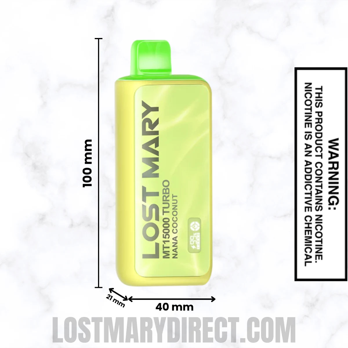 Nana Coconut Lost Mary MT15000 TURBO Vape Dimension