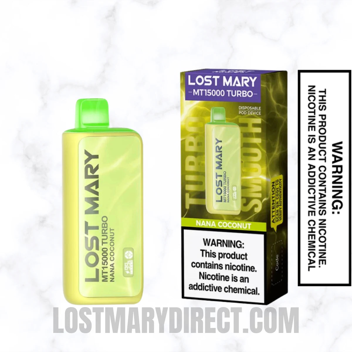 Nana Coconut Lost Mary MT15000 TURBO Vape With Package Box