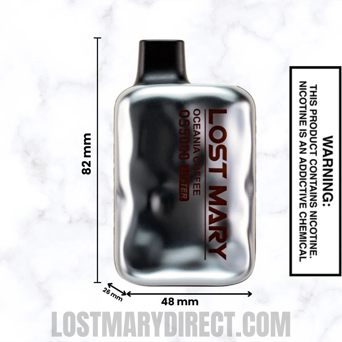 Oceania Coffee Lost Mary OS5000 Luster Edition Vape Dimensions