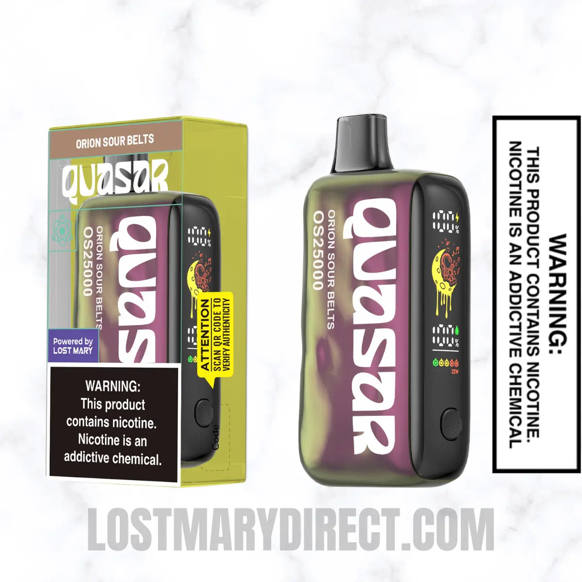 Orion Sour Belts  Lost Mary Quasar OS25000 Diposable Vape with package box