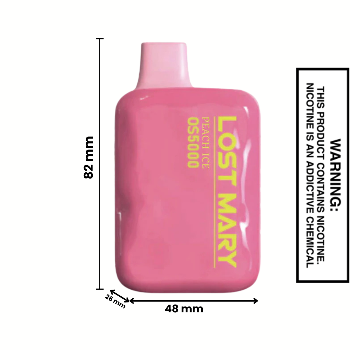 Peach Ice Lost Mary OS5000 Disposable Vape Specifications dimension