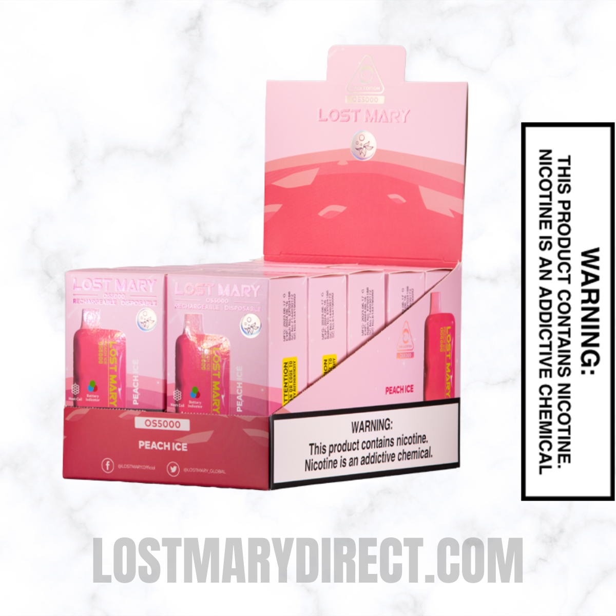 Peach Ice Lost Mary OS5000 Disposable Vape With Package Box