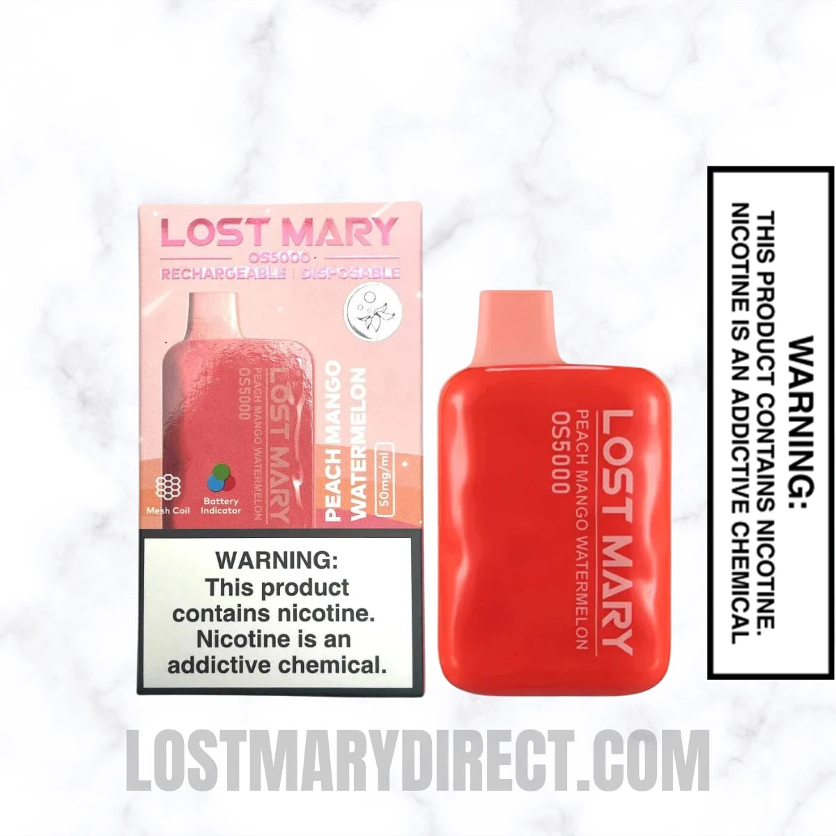 Peach Mango Watermelon Lost Mary OS5000 Disposable Vape With Package Box