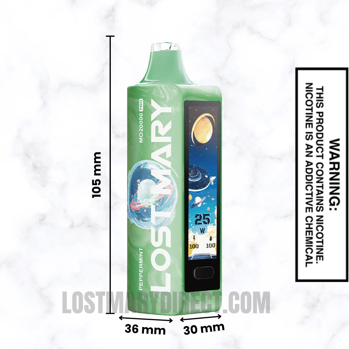 Peppermint Lost Mary MO20000 PRO Diposable Vape Dimension