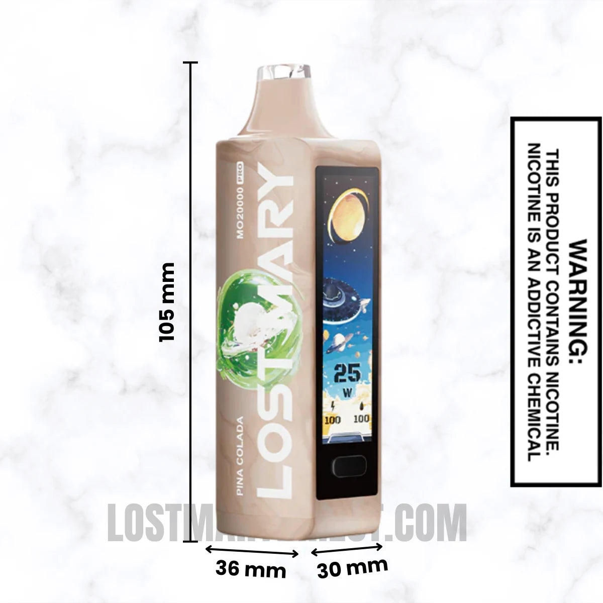 Pine Colada Lost Mary MO20000 PRO Diposable Vape Dimension