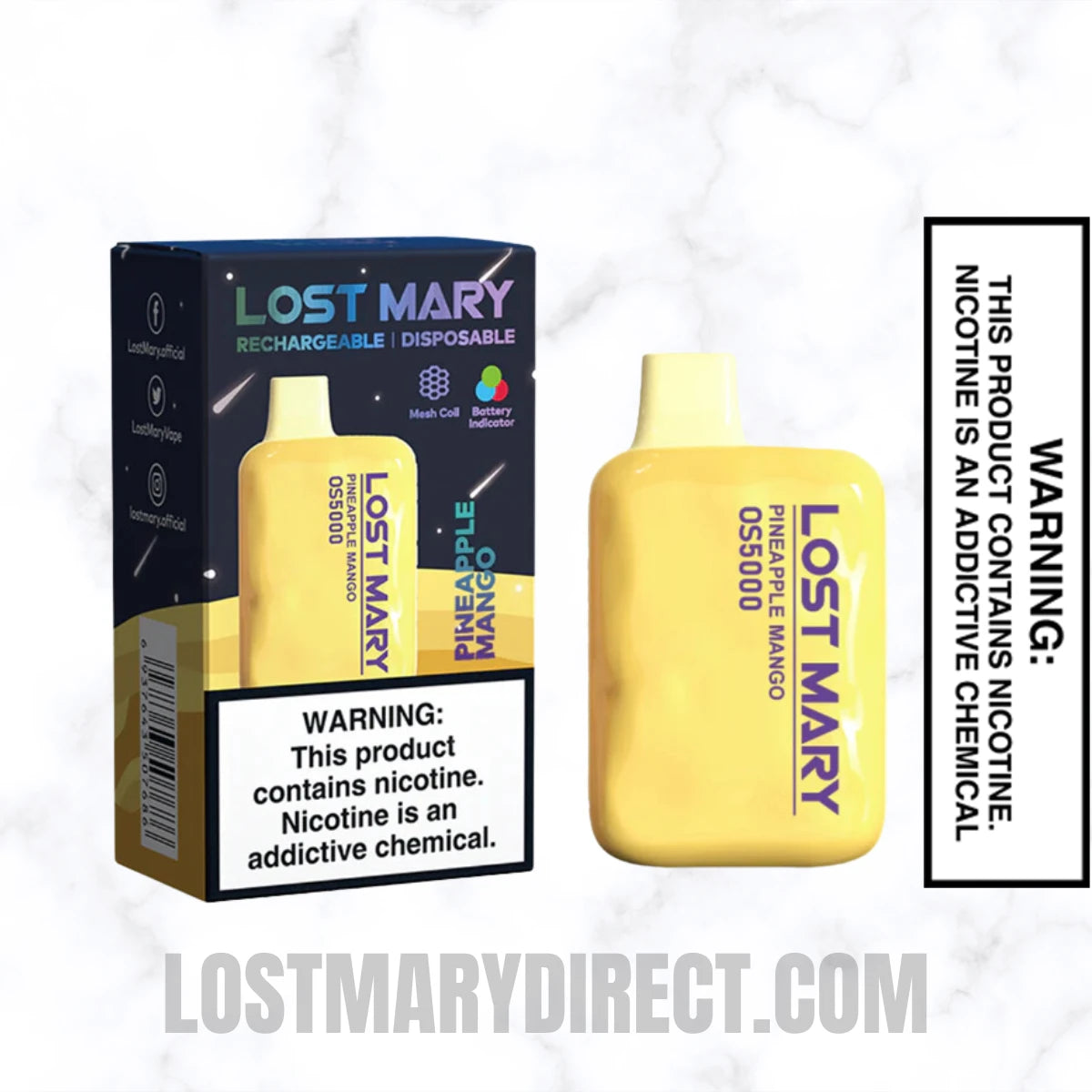 Pineapple Mango Lost Mary OS5000 Disposable Vape With Package Box