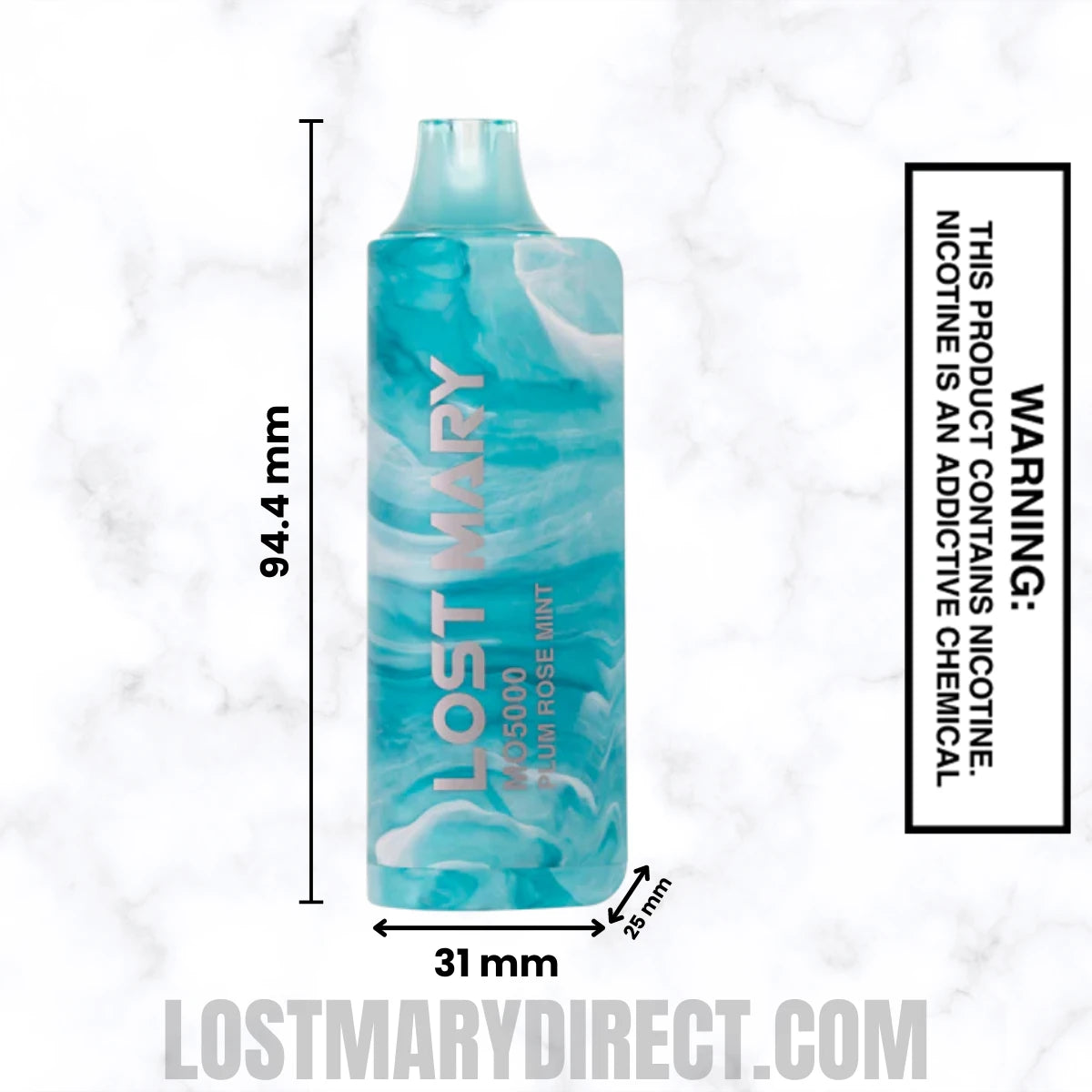 Plum Rose Mint Lost Mary MO5000 Disposable Vape Dimension