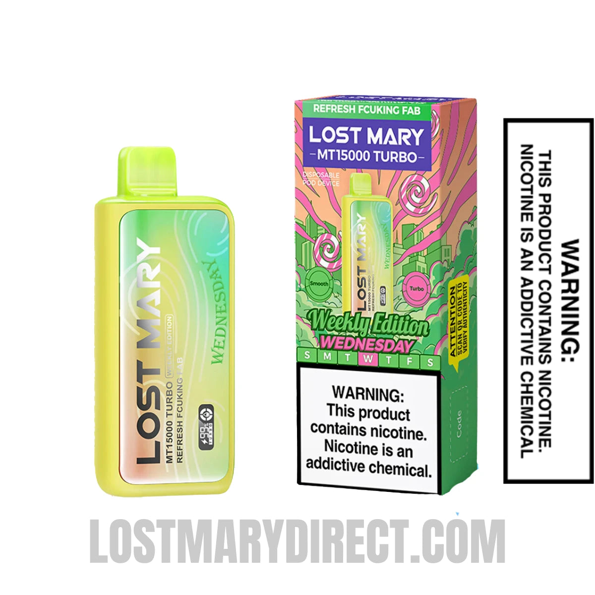 Refresh Fucking Feb Lost Mary MT15000 TURBO (Wednesday) Vape With Package Box