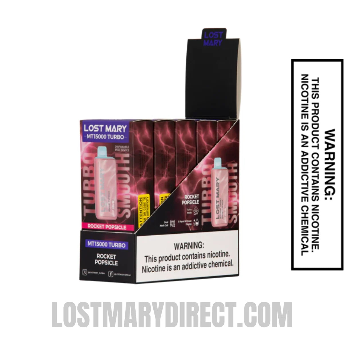 Rocket Popsicle Lost Mary MT15000 Turbo Vape - 0% Nic wih bundle box