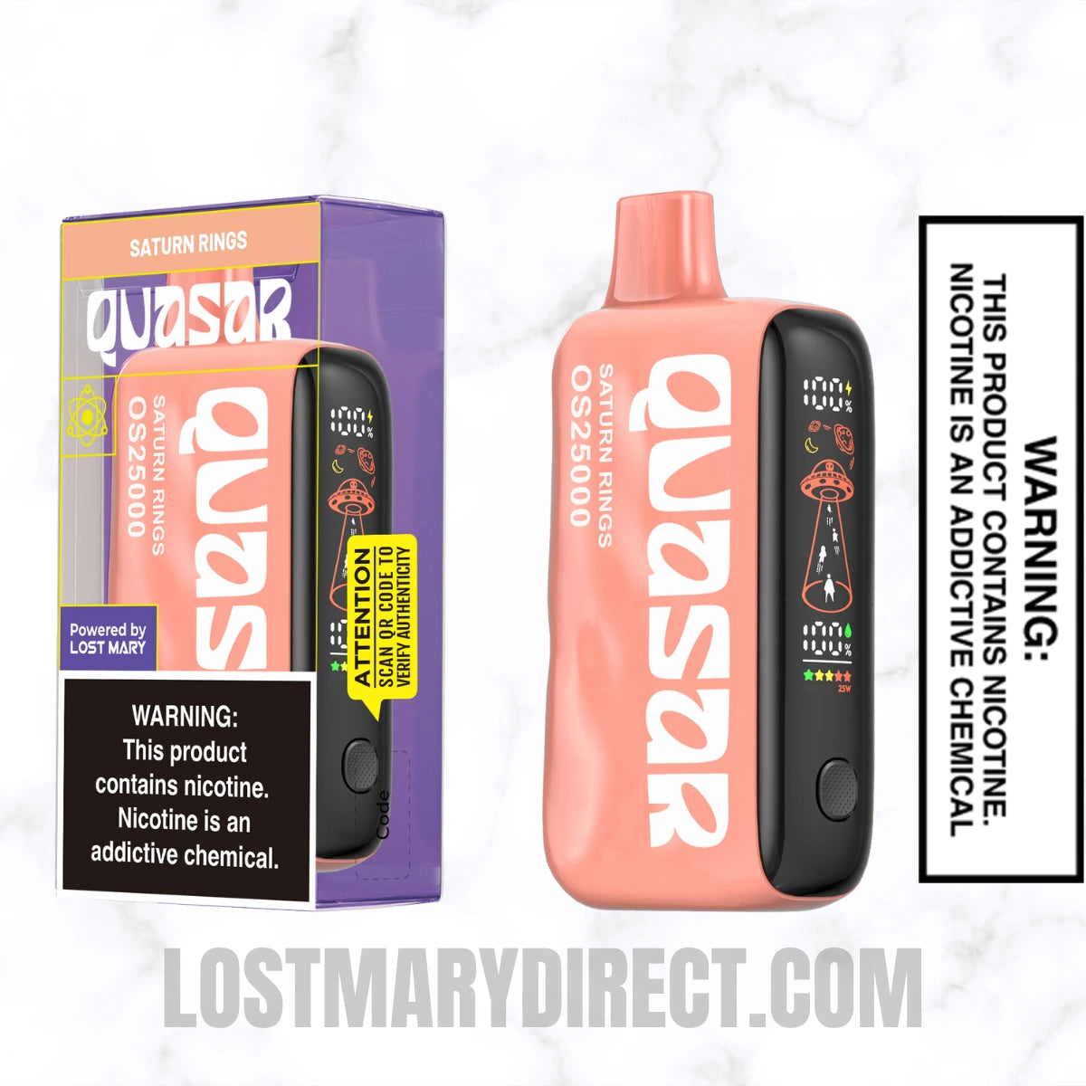 Saturn Rings Lost Mary Quasar OS25000 Diposable Vape with package box
