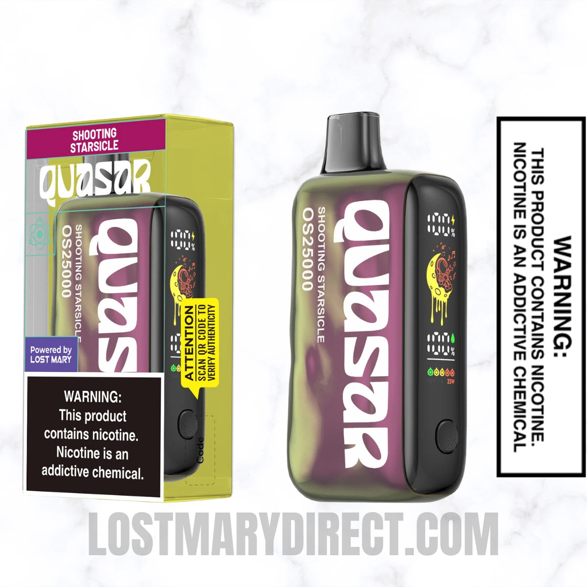 Shooting Starsicle Lost Mary Quasar OS25000 Diposable Vape with package box