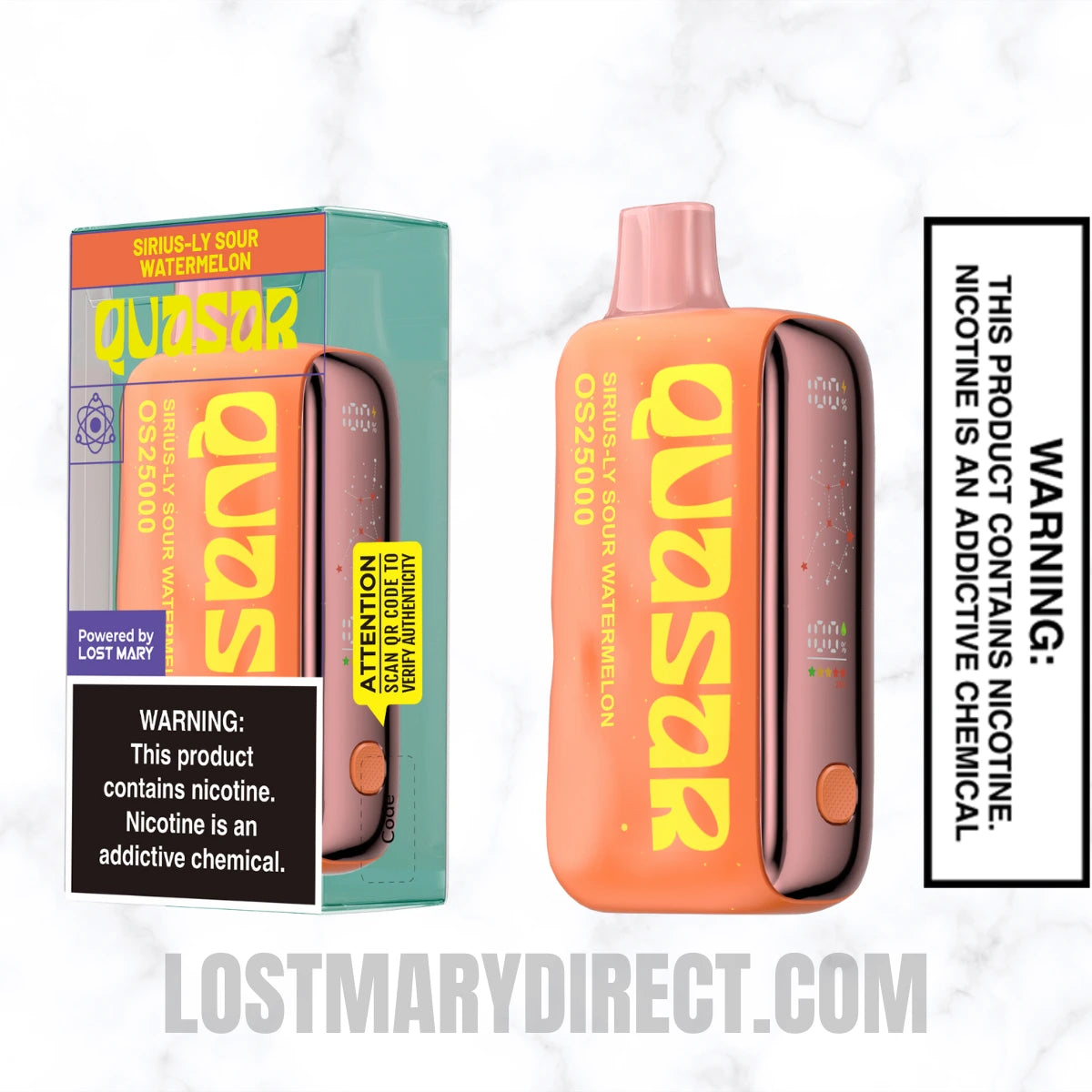 Sirius-ly Sour Watermely Lost Mary Quasar OS25000 Diposable Vape with package box